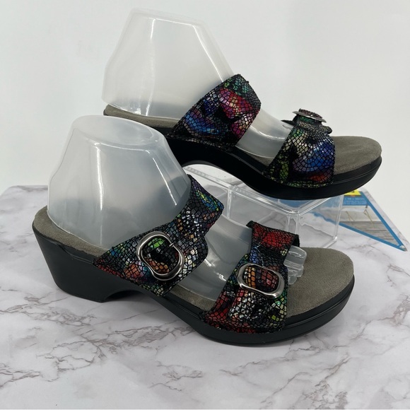 Dansko Sophie Rainbow Double Buckle Strap Sandals Clogs Size 41 EU Comfy Hippie - Picture 1 of 6